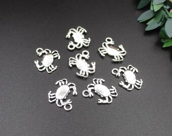 10Pcs 15x16mm Silver Crab Charms-P2377