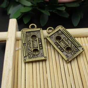 10 unidades, 23 x 13 mm, colgantes magnéticos de bronce de doble cara - p1051-A imagen 3