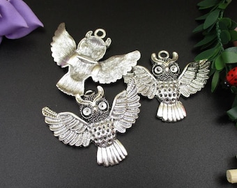 5PCS 50x45mm Silver Owl Charms,DIY Supplies, Jewelry Making-p1008