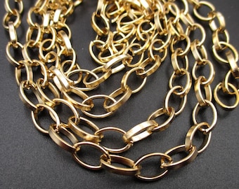 1M Length 6x10mm Metal Chain,Antique Golden Tone-c1051