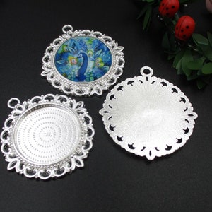 5pcs 25mm Round Cameo Cabochon Base Setting,Bezel Pendants,1inch (25mm) Round Blank Trays,Bright Silver Tone-b2040