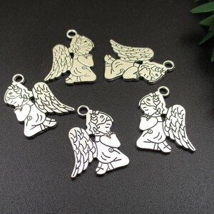 10PCS 25x15mm Silver Praying Angel Charms,2 Sdied-p1658-B