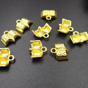 20Pcs 12x11mm Golden Book Charms Cute Little Opened Books-p1158-C