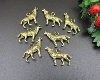 10pcs 25x17mm bronce lobo encantos 2 cara-p1134-A