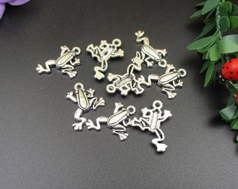 10Pcs 18x24mm Silver Frog Charms-p1279