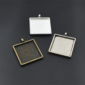 5 pezzi da 20 mm con base cabochon per pendenti quadrati, 3 colori disponibili - b2283