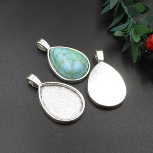 10 Stück, die leere 18x25mm Tear Drop Tabletts - leere Zargenfassung Cabochon - Antik Silber-Ton-b2052-B