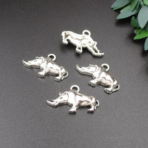 10PCS 26×16mm Silver Rhino Charms-p2383
