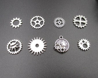 Collection-Gear Charms! Antique Silver Tone,8 Styles Of Free Choice-Co01