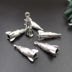 10PCS 26x7x7mm Silver Rocket Charms,3D-p2110-B