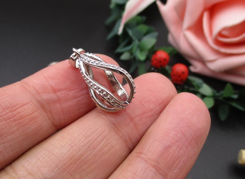 2Pcs 10\u00d722mm Teardrop Cage Pendant,Cage Charm for 8mm Pearls or Gemstones-p1479