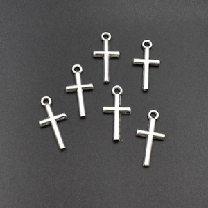 30PCS 18x9mm Little Silver Cross Charms-p2570