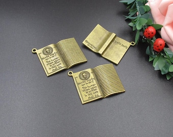 5Pcs 33x25mm Bronze Book Charms-p2366