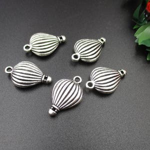 10Pcs 20x14mm Hot Air Balloon Charms Antique Silver Tone 2 Sided-p1617