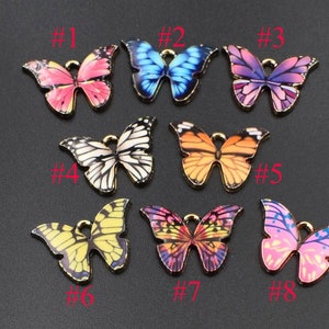 3Pcs 21x15mm Enamel Butterfly Charms,8 Colors Available-p2531