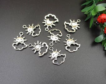 20Pcs 16x20mm Silver Sun Charms With Cloud - p1116-B