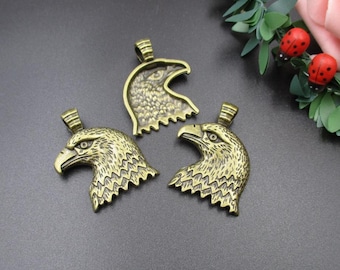 5Pcs 34×25mm Big Bronze Eagle's Head Charms-p2037