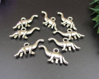 10 dijes de dinosaurio plateados de 26 x 15 mm - p1816-B