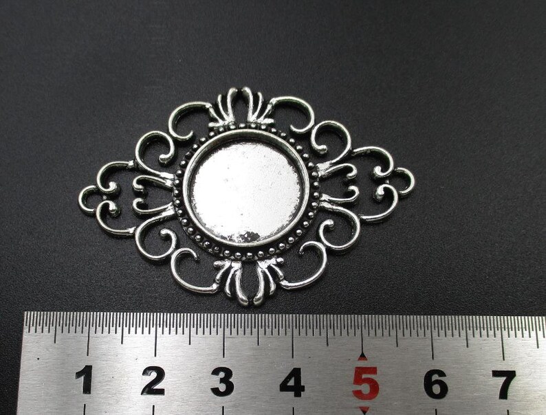 5pcs 18mm Round Cabochon Base Setting 18mm Bezel Pendants,Antique Silver Tone-b2069-B