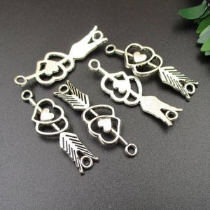 10Pcs 12x38mm Silver Cupid Arrow Charms-p1226-B