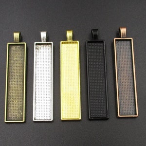 5 Stück 50 x 10 mm lange Streifen Rohling Tabletts Cabochon Basis Einstellung, Zubehör Tabletts, DIY Getrocknete Blume Basis 5 Clors verfügbar-b2263