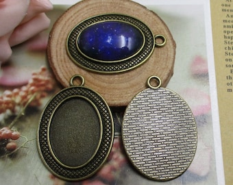 10pcs 18x25mm Oval Cameo Cabochon Base Setting Pendants,Antique Bronze Blank Findings Trays -b2050
