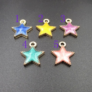 5Pcs 12x15mm Enamel Star Charms,5 Colors-p2115