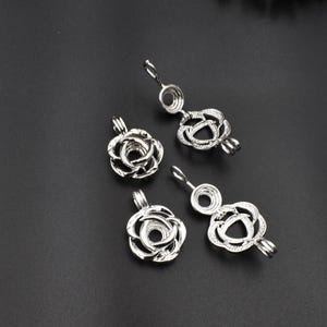 2Pcs 18×25mm Rose Flower Cage Pendants,Metal Frame Locket(Can be opened) 2 Colors Available-p2292