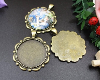 5pcs 30mm Bronze Circle Pendant Blanks,Round Blank Findings Trays-b2224-A