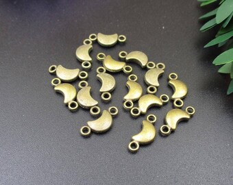 20Pcs 14x6mm Bronze Moon Connector Charms-p1271-A