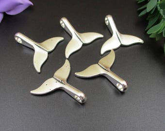 5PCS 29x33mm Big Silver Whale Tail Charms-p1808-B