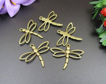 10Pcs 26×32mm Dragonfly Charms Antique Bronze Tone-p1207-A