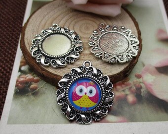 10pcs 14mm Round Cabochon Base Setting,Silver-plated Blank Findings Trays-b2032-B