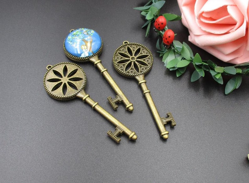 5pcs 25mm Key Charm Base Setting,1inch Bronze Round Blank Findings Trays-b2045