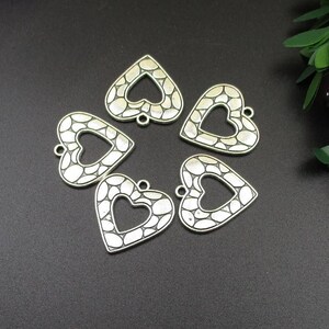 10Pcs 25x25mm Silver Heart Charms,Intermediate Hollow Little Love-p1157