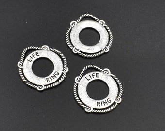 10Pcs 24x22mm Silver Lifebuoy Charms-p2459-B