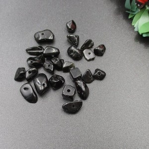 Sold by Weight! 25g 3-15mm Irregular Black Gravel Stone Beads-G2033