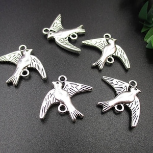 10Pcs 22x18mm Silver Bird Charms-p1895-B