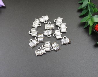 20Pcs 12x11mm Silver Book Charms,Cute Little Opened Books-p1158-B
