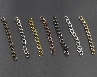 50Pcs 45-50MM length Metal Tail chain,Necklace Extender Chain,7 Colors to Choose From-c1007