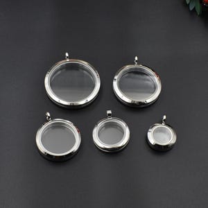 Round Stainless Steel Floating Glass Locket,5 Sizes Available-p2666