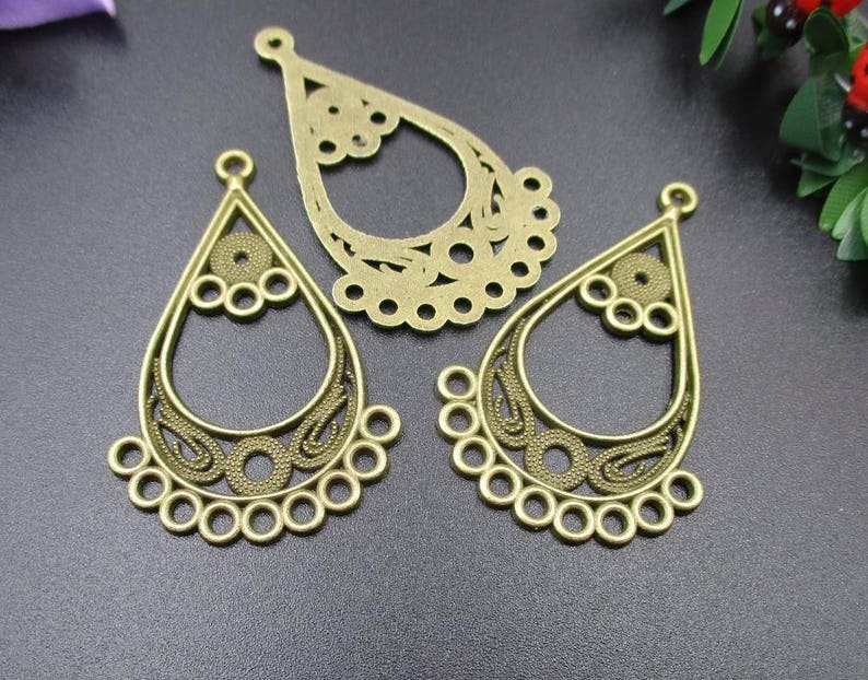 10Pcs 43x25mm Bronze Necklace Connecting Material,Vintage Style Connectors,Multiple Loops-p1953