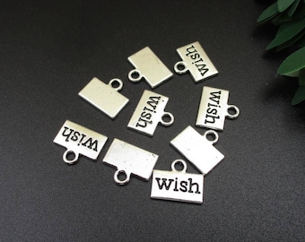 10Pcs 10x13mm Silver Letter Charms,Wish Pendants-p1626-B