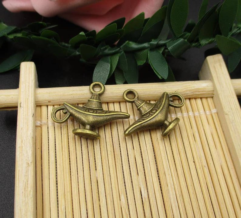 10PCS 22x17mm Genie Lamp Charms,Antique Bronze Tone 2 Sided-p1531-A