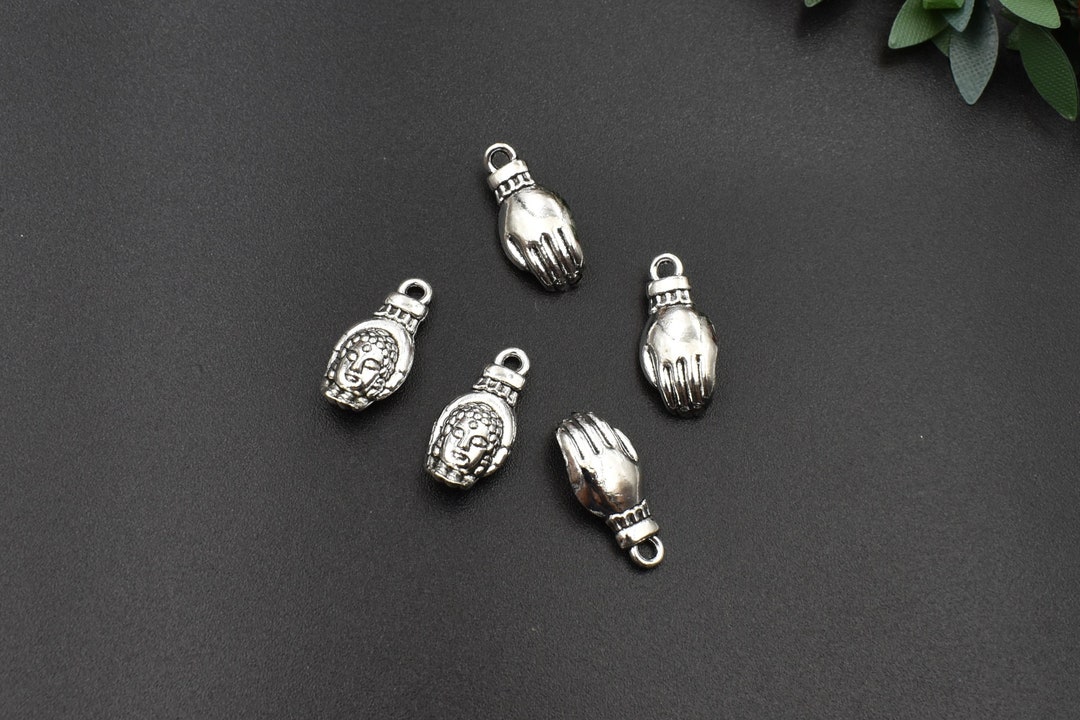10個 18 x 8 mm シルバー ブッダハンドチャーム - p2573 - Etsy 日本