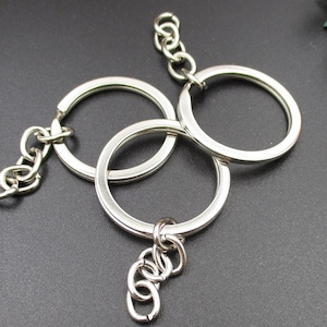 10Pcs 30mm Silver Key Chain Rings With Attached Chain-s1056-B