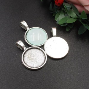 10 Stück 16 mm runde Cameo Cabochon Basis Einstellung, antikes Silber Blank Tray Anhänger-b2098