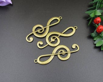 5Pcs 62x22mm Big Bronze Treble Clef Charms-p1143-A