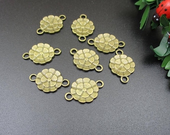 20Pcs 12x18mm Bronze Flower Connector Charms-p1267