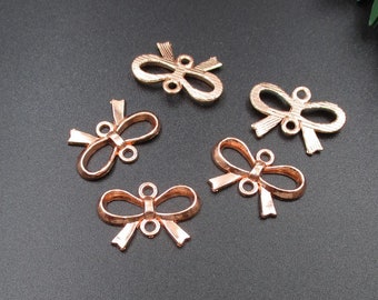 10Pcs 21x14mm Rose Gold Bow Connector Charms-p2191